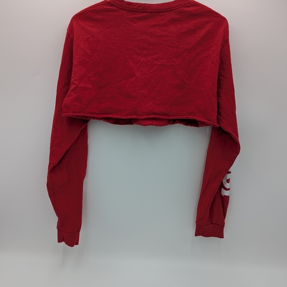 Kellogg Cheez-It Y2k Long Sleeve Crop Tee Grunge Red Cotton Streetwear Raw Hem - Picture 5 of 6